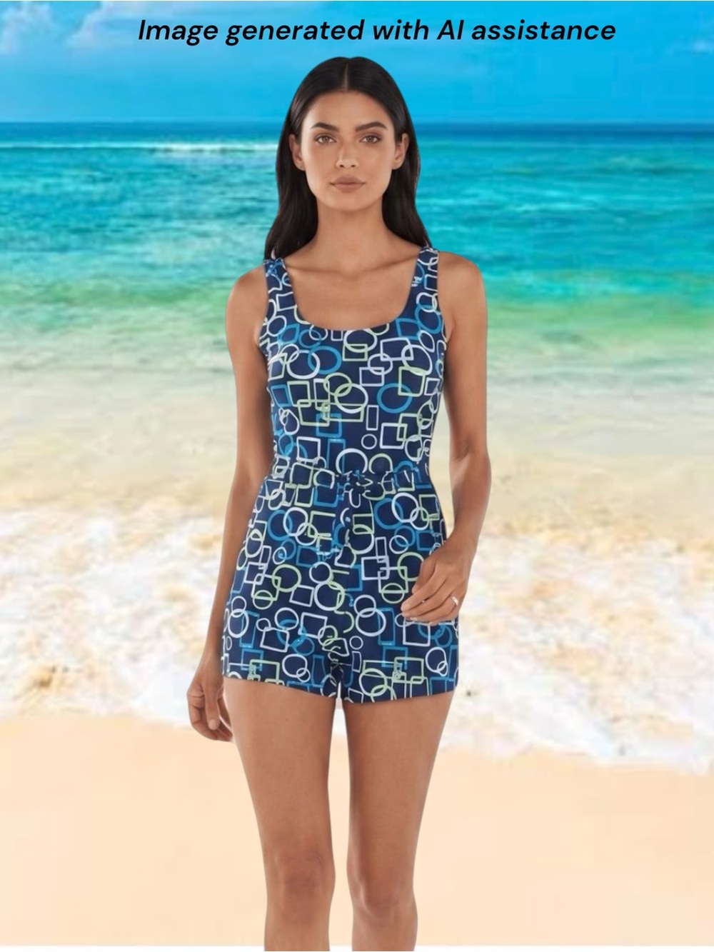 NWT Blair size 10 geometric design boy leg swimsuit